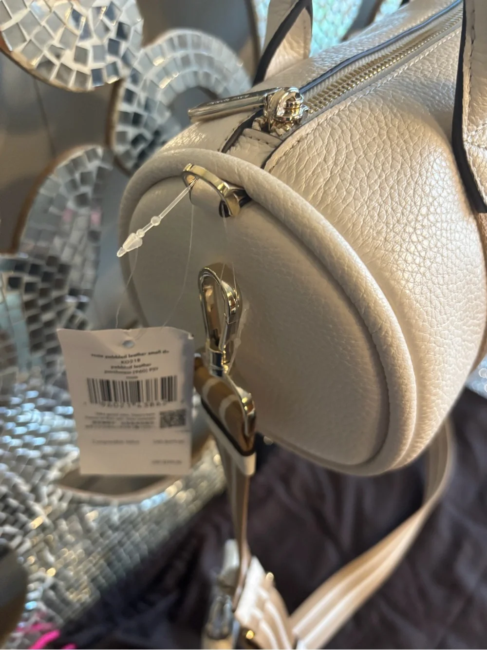 💕Kate spade Rosie Pebbled Leather Barrel Bag with Stripe Strap